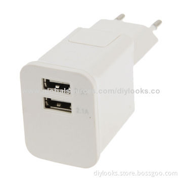 Refurbished Full 5V 2.1A High Quality EU Plug Dual USB Charger for iPhone/iPad/Samsung LG/HTC